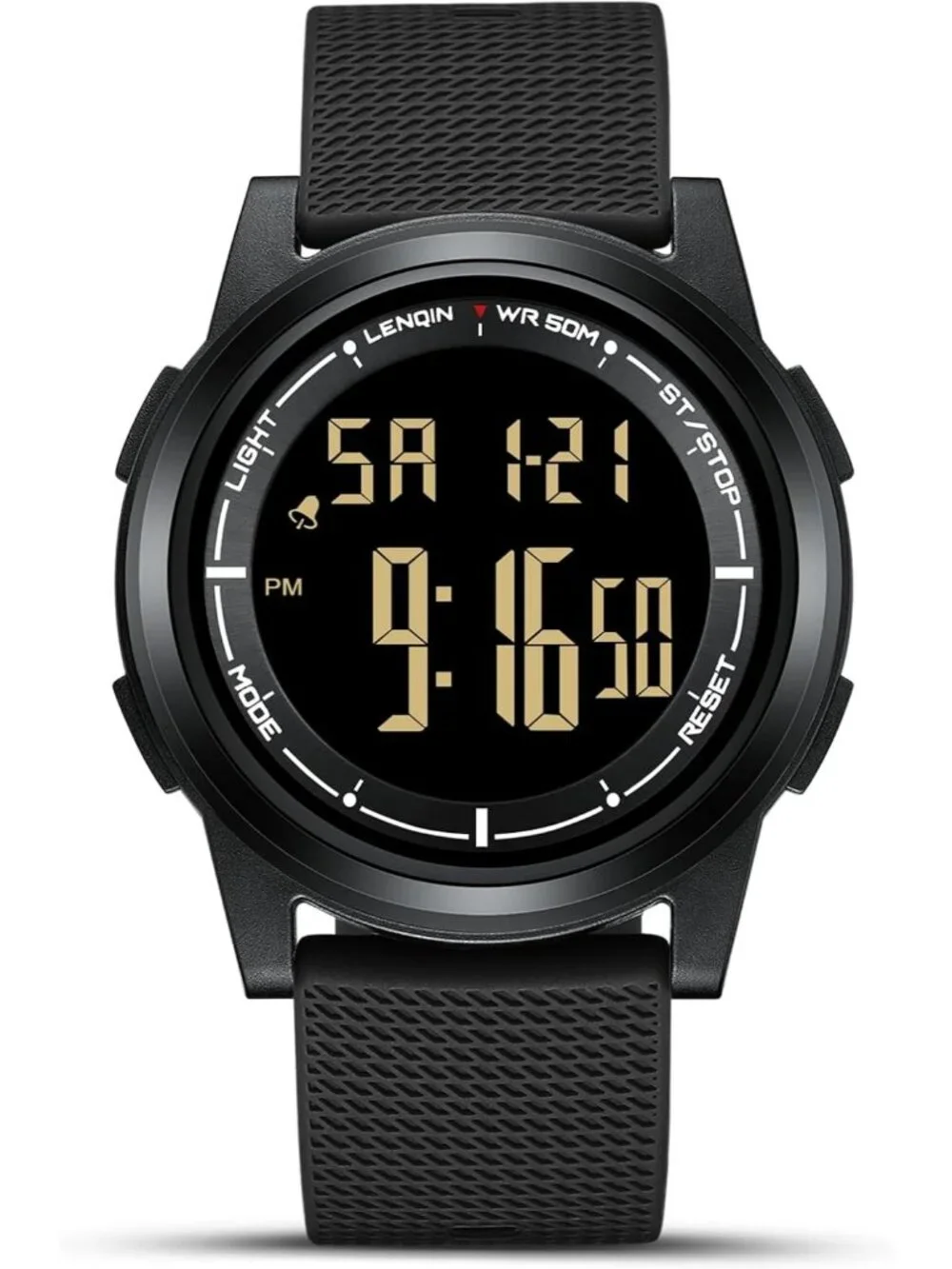 Men's Black Digital Ultra Thin Sports Waterproof Silicone Band Wrist Watches